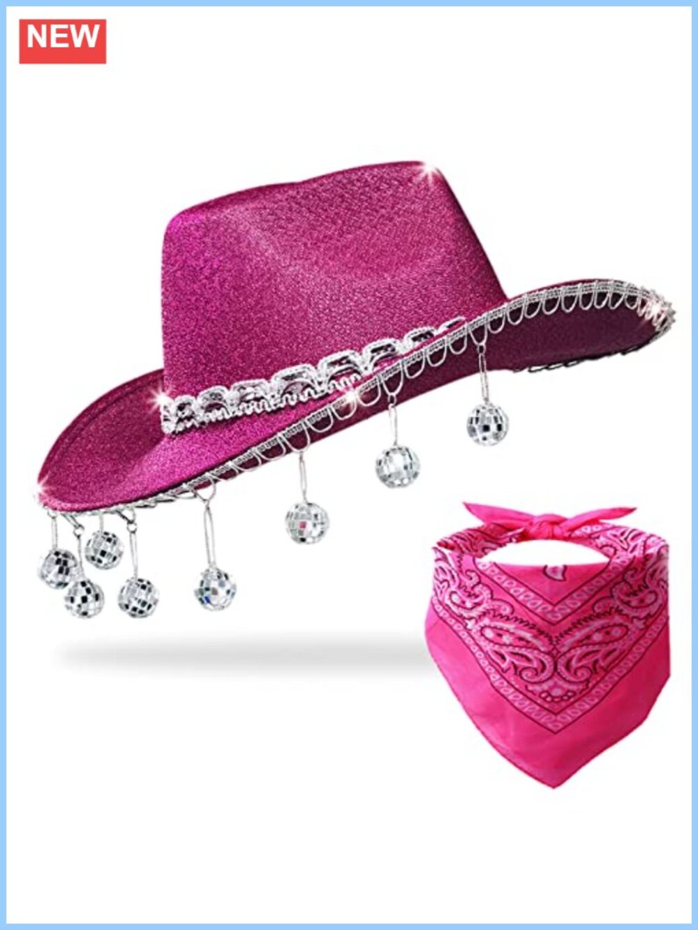 Disco Cowgirl Hat with Bandana Sequins Rhinestone Adults